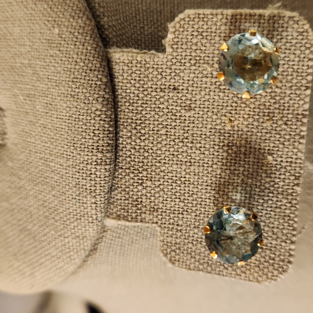 Large faceted aquamarine post earrings